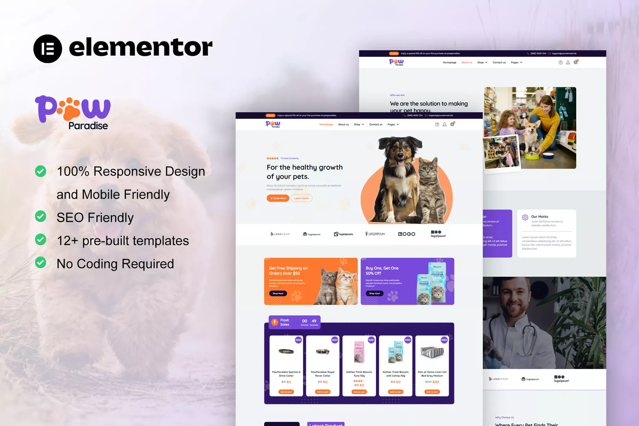 Gambar produk PawParadise - WooCommerce Pet Shop Elementor Template Kit