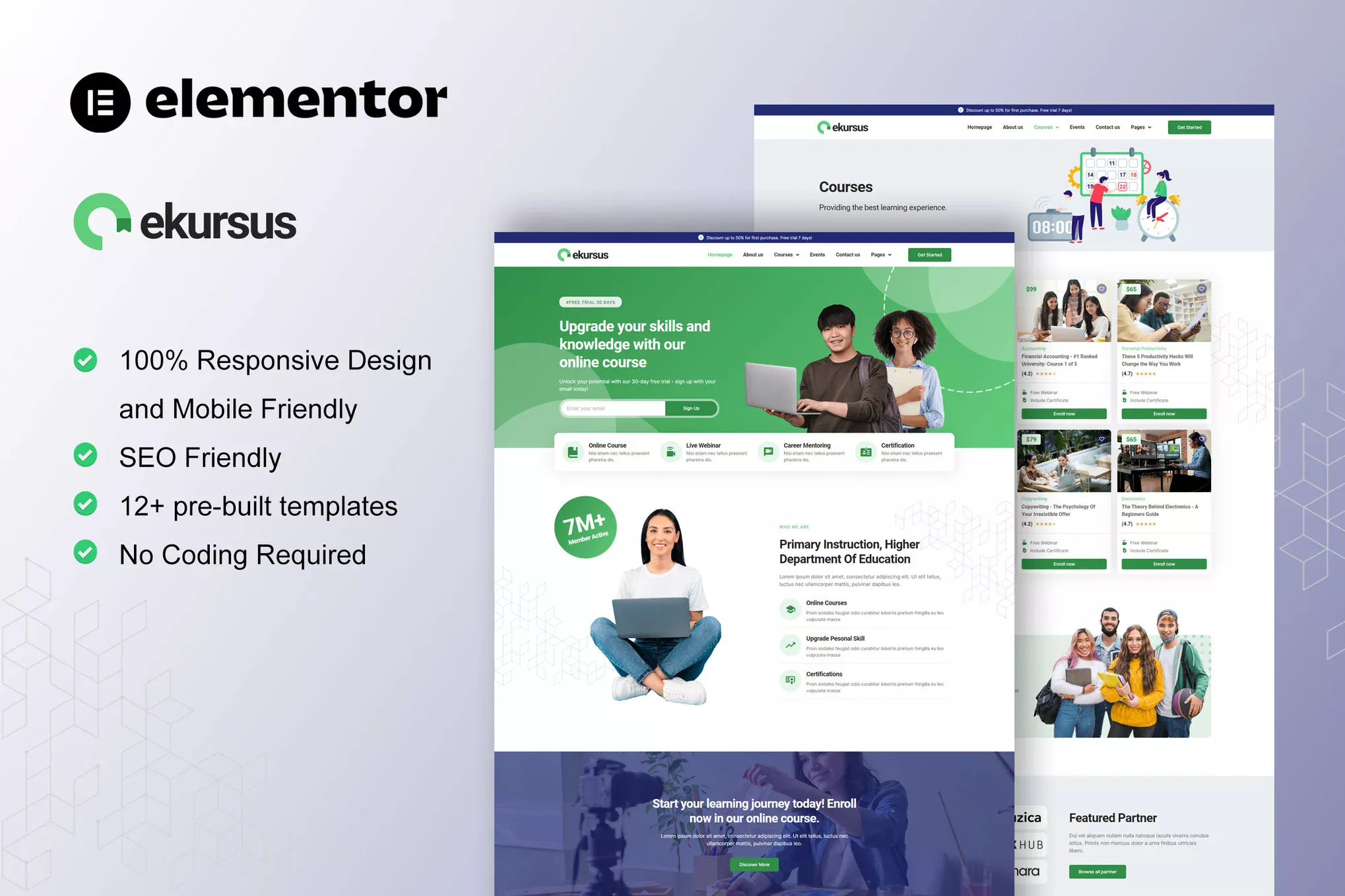 Gambar produk eKursus - Online Course & Education Elementor Template Kit