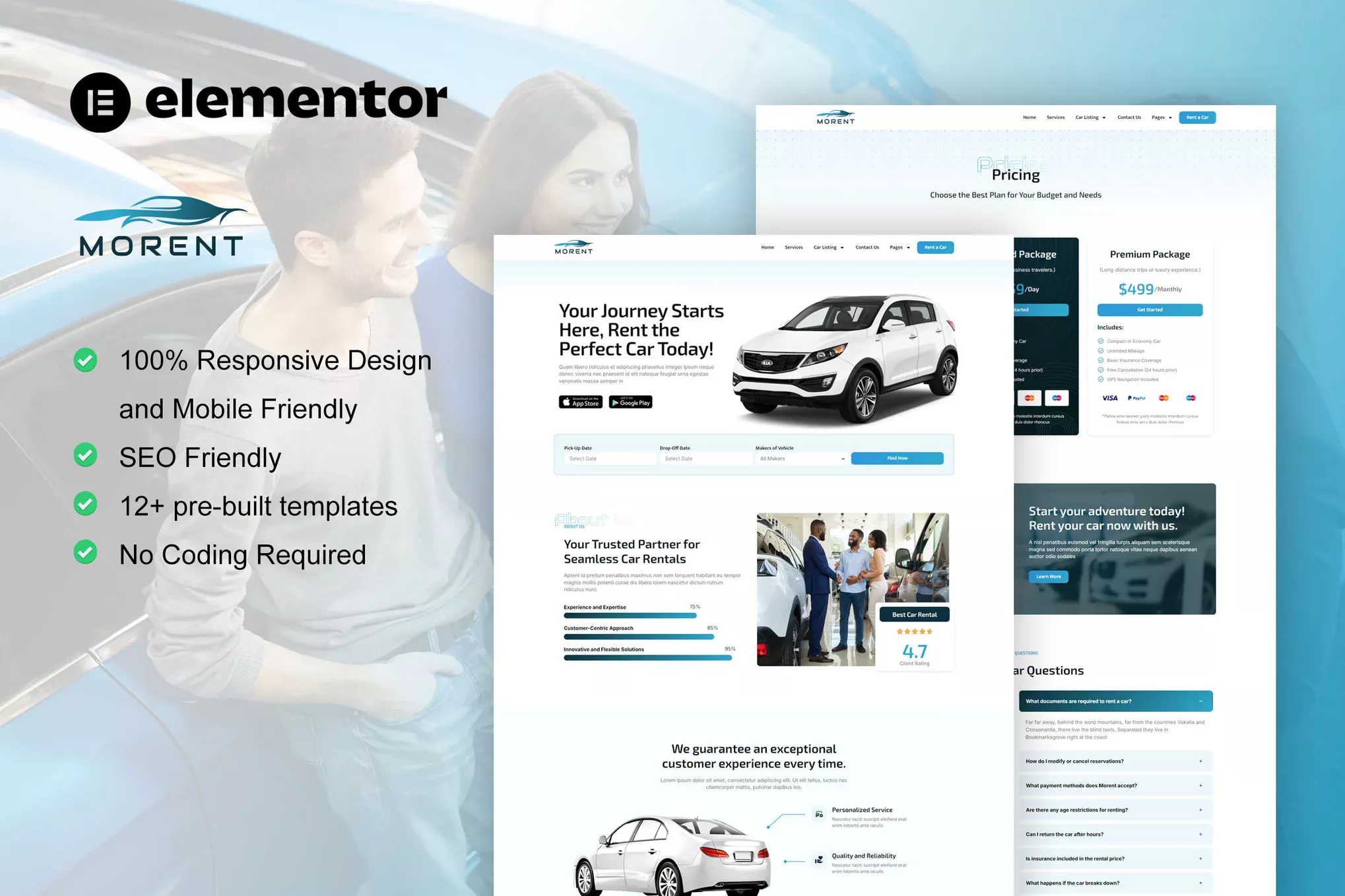 Gambar produk Morent - Car Rental Elementor Pro Template Kit