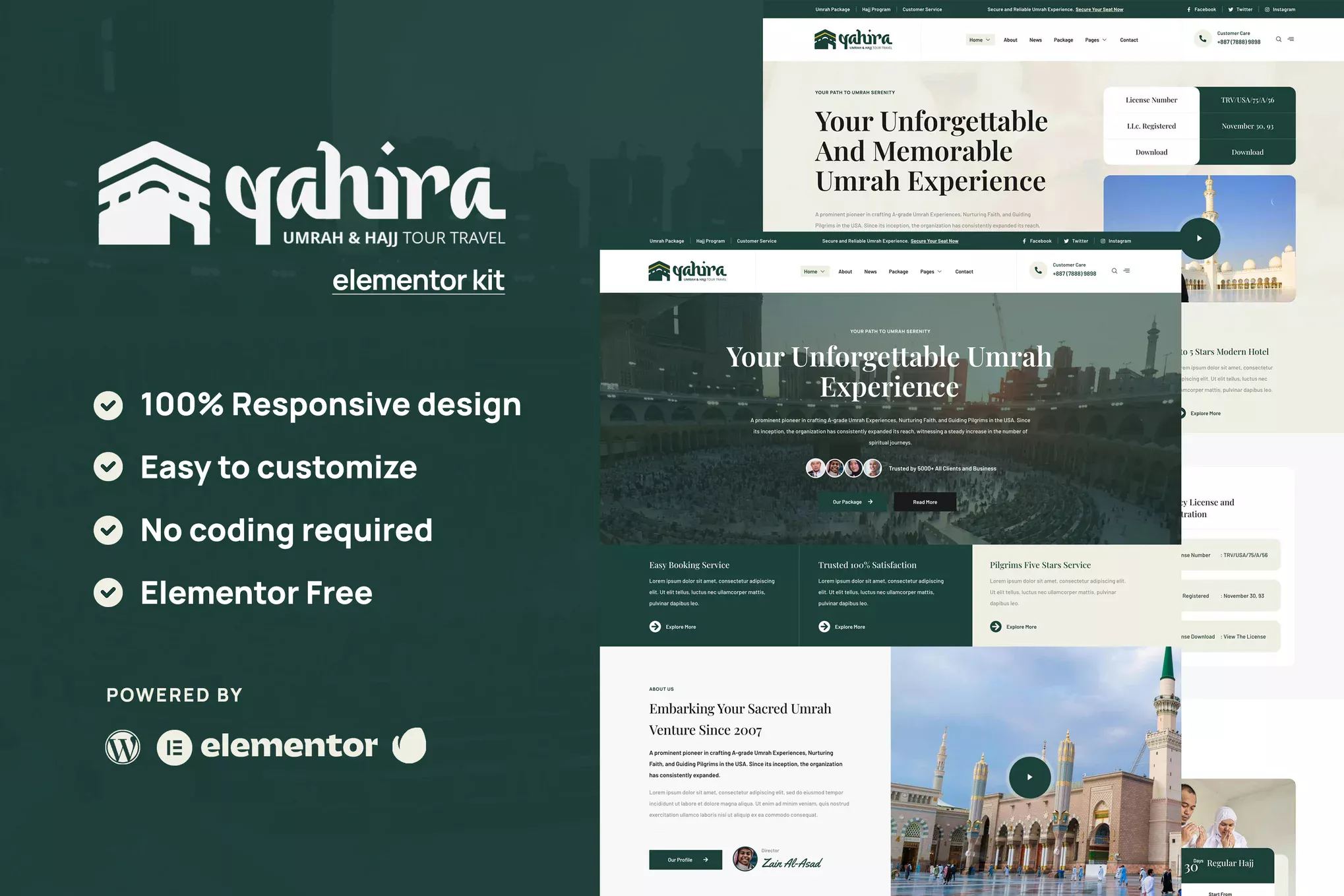 Gambar produk Qahira - Umrah & Hajj Tour Travel Elementor Template Kit